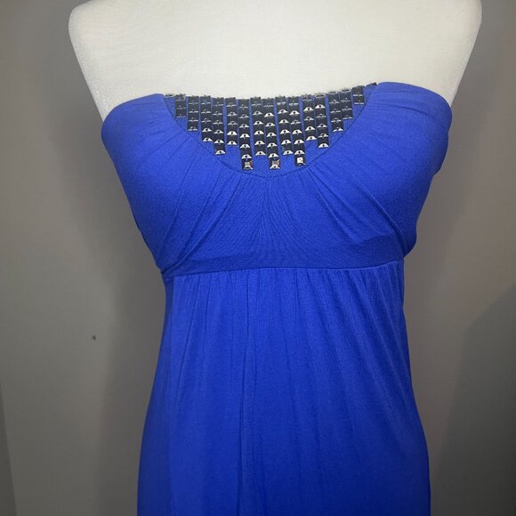 2b Bebe Blue Strapless Maxi Dress with Studded Detail – Size S - Picture 2 of 8